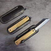 Coltello da tasca - Modello Higonokami Ottone - 16,5cm - Martellato